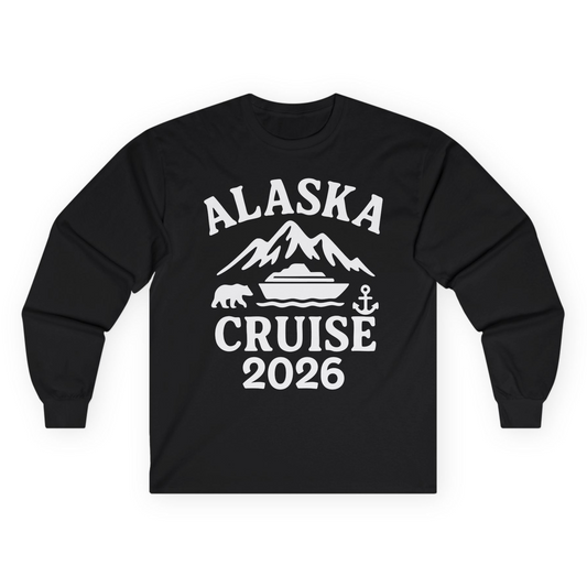 Alaska Cruise 2026 Shirt - Mountains Bear Anchor Adventure Tee Long Sleeve Shirt – Black – Alaska Cruise Shirts