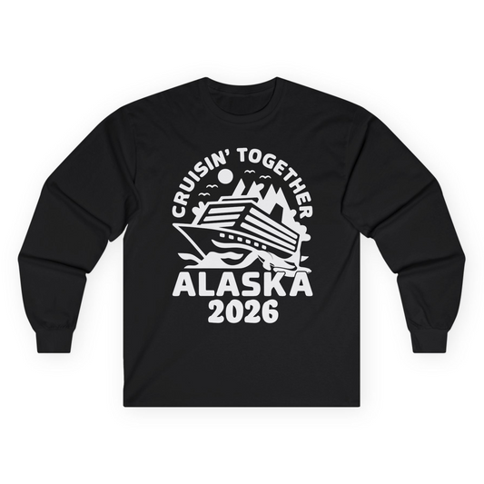 Cruisin Together Alaska Cruise Shirt - Scenic Mountains Ship 2026 Long Sleeve Shirt – Black – Alaska Cruise Shirts