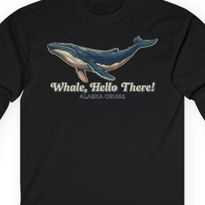 Whale Hello There Alaska Cruise long sleeve shirt Long Sleeve Shirt – Black – Alaska Cruise Shirts Close Up