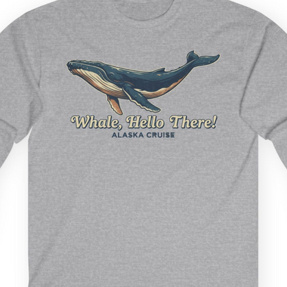 Whale Hello There Alaska Cruise long sleeve shirt Long Sleeve Shirt – Sport Grey – Alaska Cruise Shirts Close Up