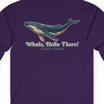 Whale Hello There Alaska Cruise long sleeve shirt Long Sleeve Shirt – Purple – Alaska Cruise Shirts Close Up