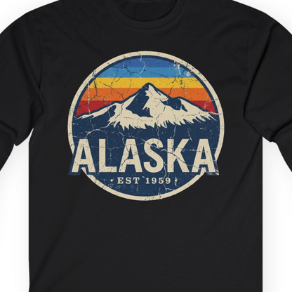Alaska Vintage long sleeve shirt Long Sleeve Shirt – Black – Alaska Cruise Shirts Close Up