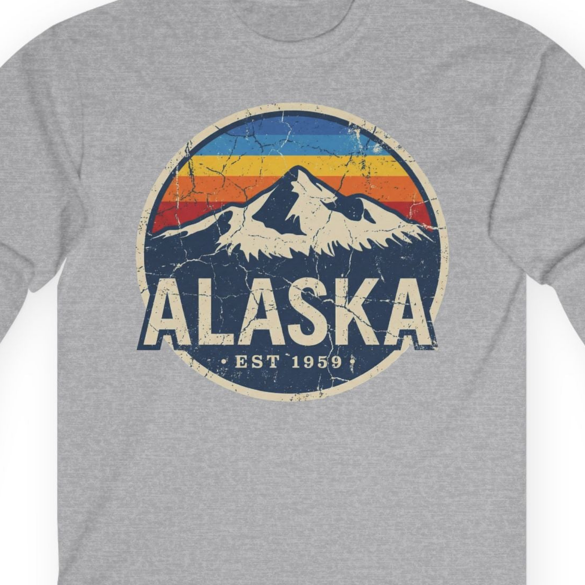 Alaska Vintage long sleeve shirt Long Sleeve Shirt – Sport Grey – Alaska Cruise Shirts Close Up