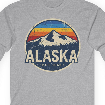 Alaska Vintage long sleeve shirt Long Sleeve Shirt – Sport Grey – Alaska Cruise Shirts Close Up