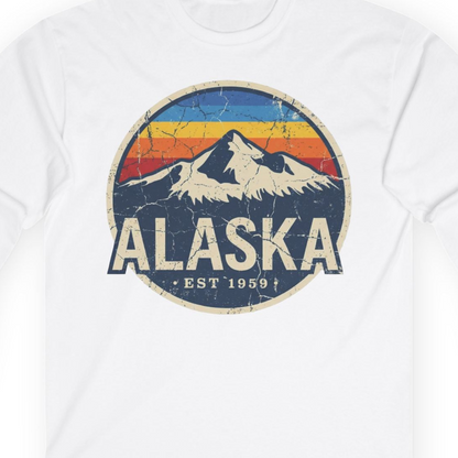 Alaska Vintage long sleeve shirt Long Sleeve Shirt – White – Alaska Cruise Shirts Close Up