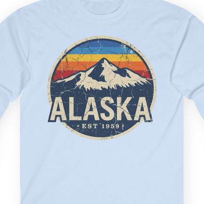 Alaska Vintage long sleeve shirt Long Sleeve Shirt – Light Blue – Alaska Cruise Shirts Close Up