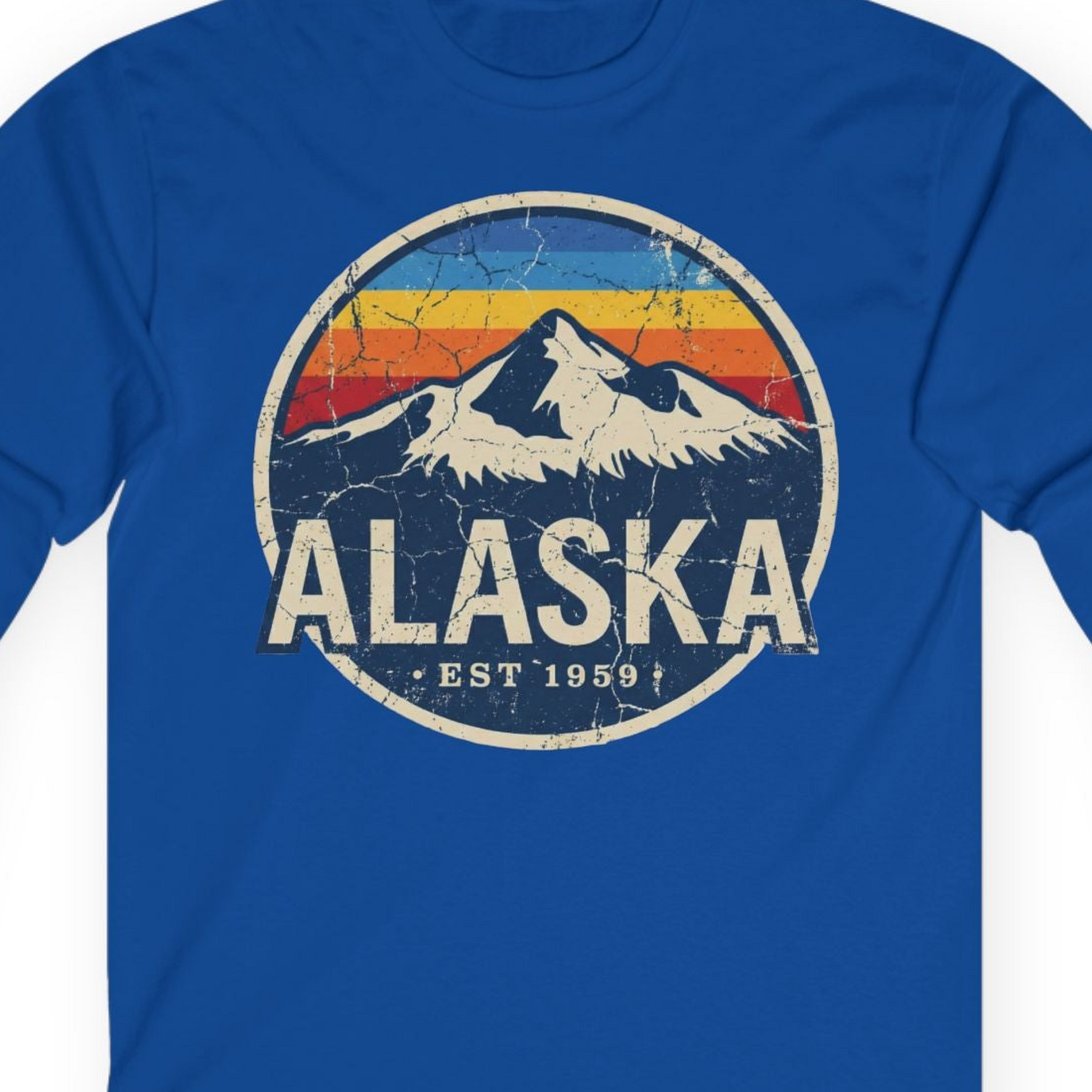 Alaska Vintage long sleeve shirt Long Sleeve Shirt – Royal – Alaska Cruise Shirts Close Up