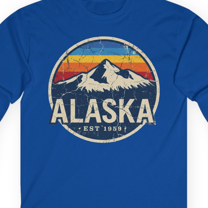 Alaska Vintage long sleeve shirt Long Sleeve Shirt – Royal – Alaska Cruise Shirts Close Up
