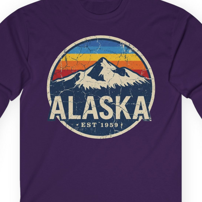 Alaska Vintage long sleeve shirt Long Sleeve Shirt – Purple – Alaska Cruise Shirts Close Up