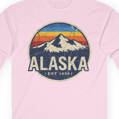 Alaska Vintage long sleeve shirt Long Sleeve Shirt – Light Pink – Alaska Cruise Shirts Close Up