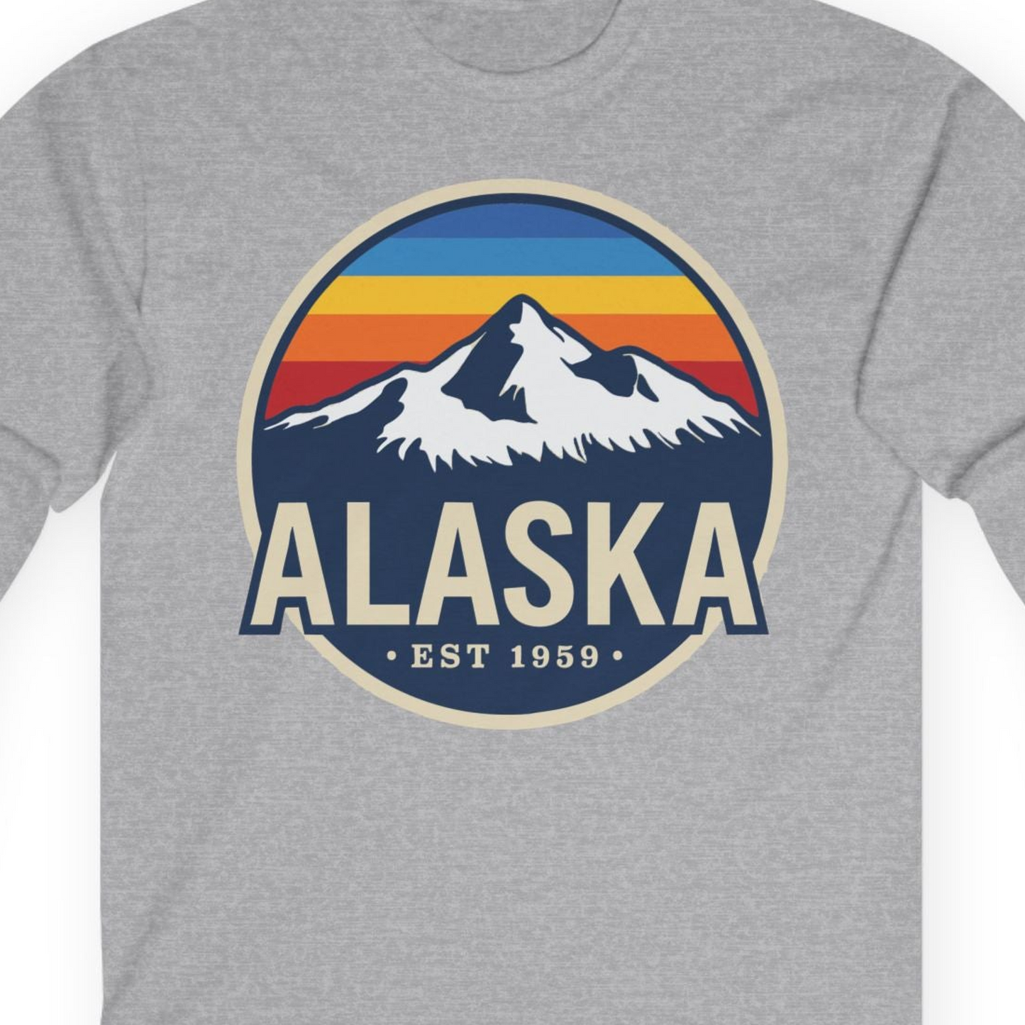Alaska Vintage long sleeve shirt Long Sleeve Shirt – Sport Grey – Alaska Cruise Shirts Close Up