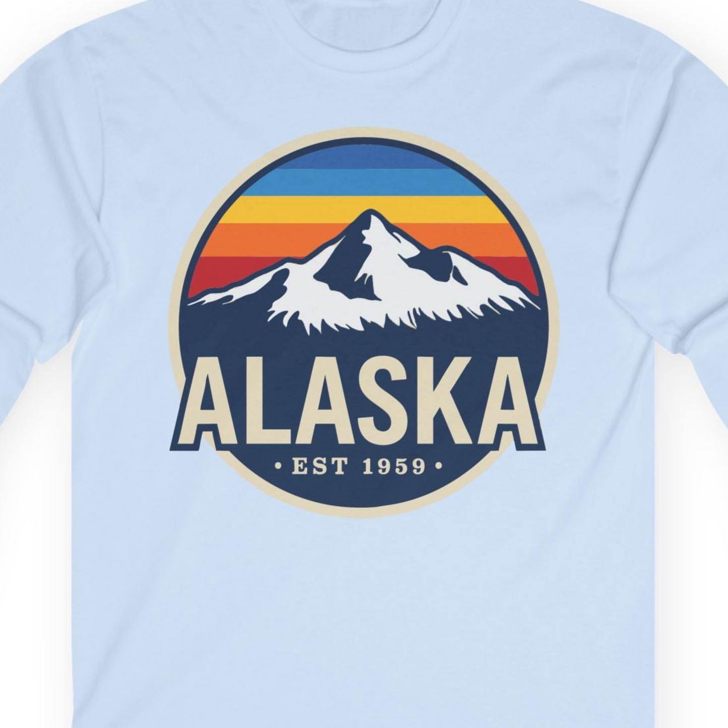 Alaska Vintage long sleeve shirt Long Sleeve Shirt – Light Blue – Alaska Cruise Shirts Close Up