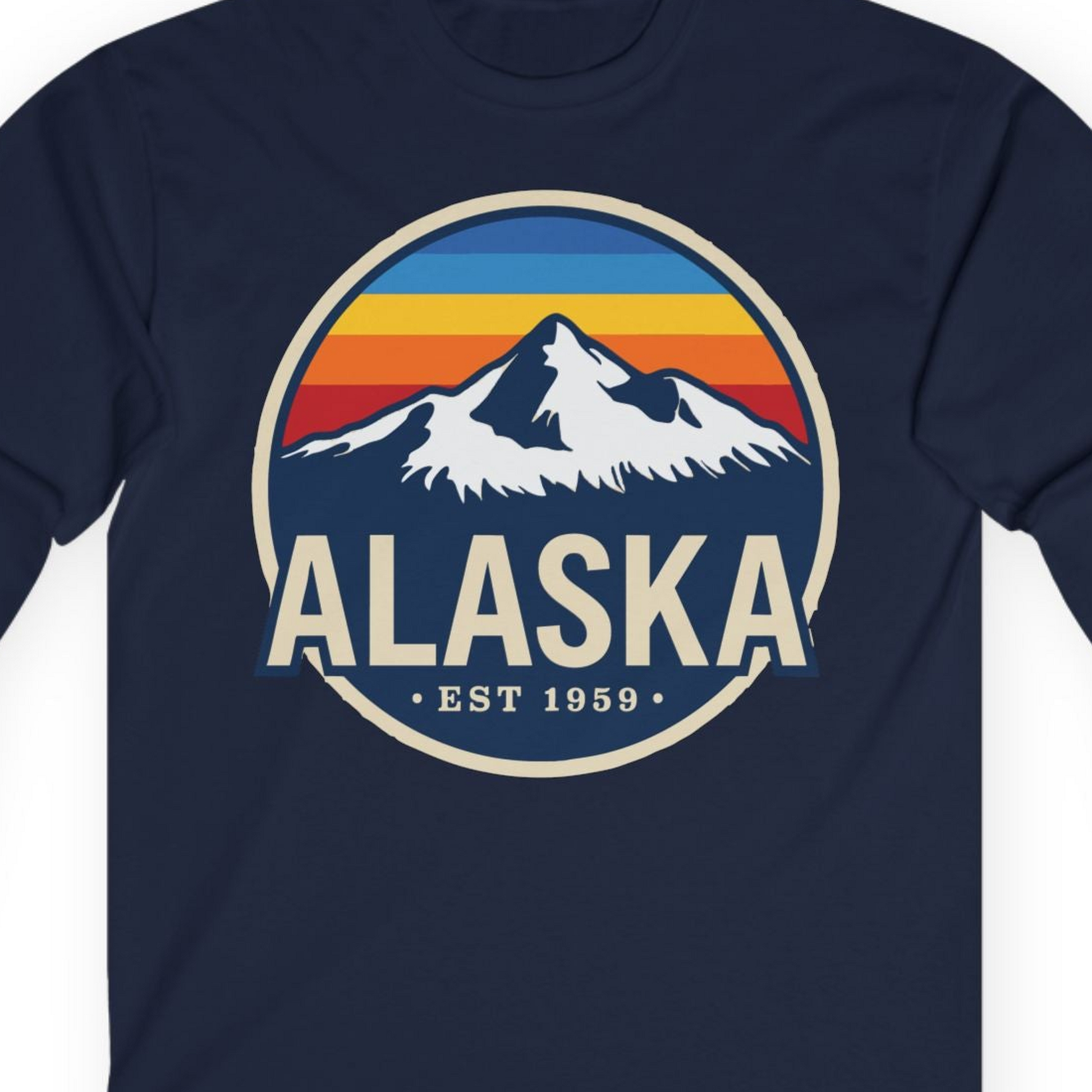 Alaska Vintage long sleeve shirt Long Sleeve Shirt – Navy – Alaska Cruise Shirts Close Up