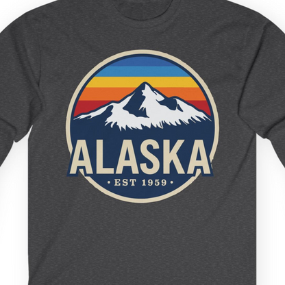 Alaska Vintage long sleeve shirt Long Sleeve Shirt – Dark Heather – Alaska Cruise Shirts Close Up