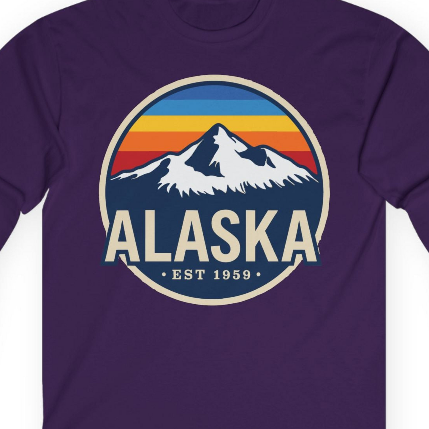 Alaska Vintage long sleeve shirt Long Sleeve Shirt – Purple – Alaska Cruise Shirts Close Up
