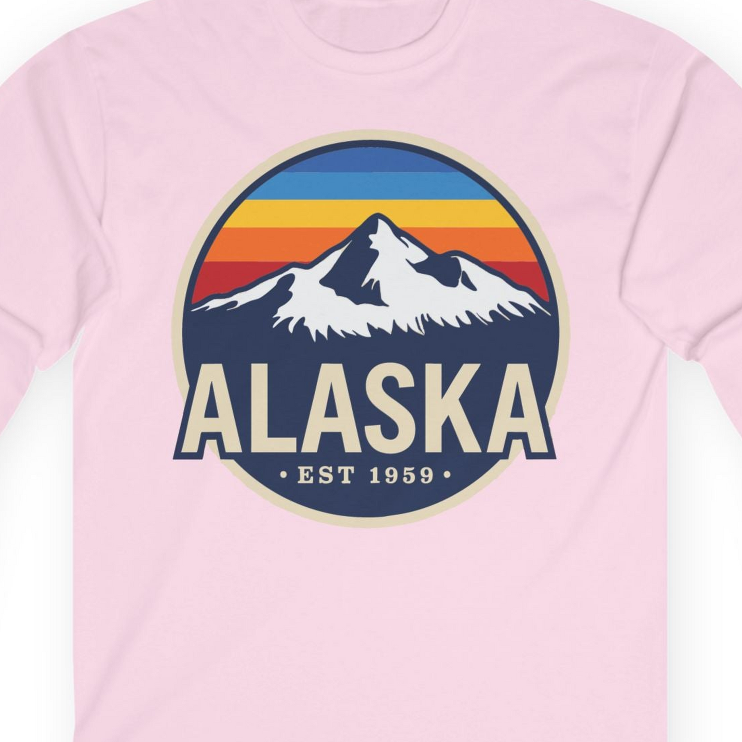 Alaska Vintage long sleeve shirt Long Sleeve Shirt – Light Pink – Alaska Cruise Shirts Close Up