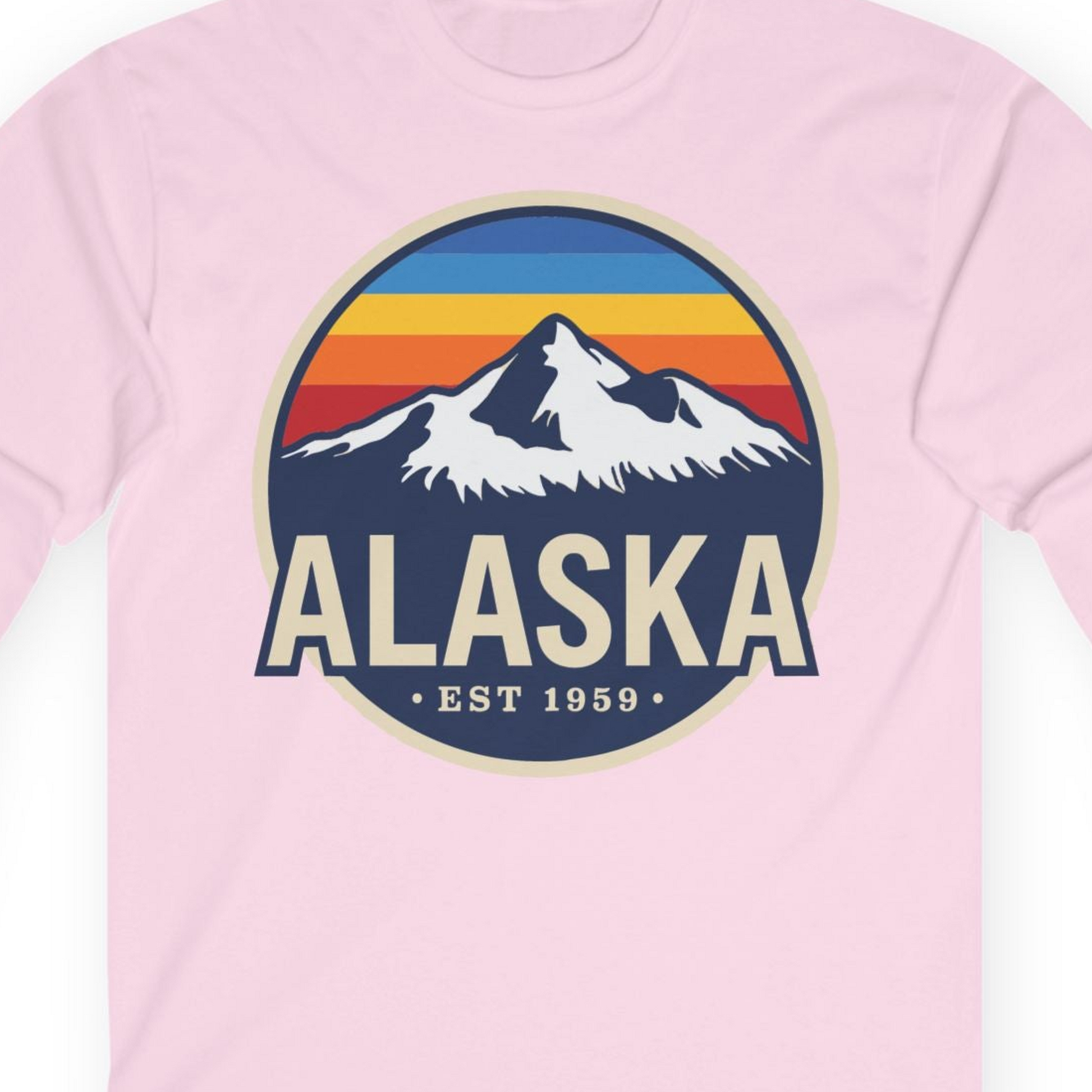 Alaska Vintage long sleeve shirt Long Sleeve Shirt – Light Pink – Alaska Cruise Shirts Close Up