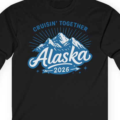 Alaska Cruise Mountains Adventure Shirt Long Sleeve Shirt – Black – Alaska Cruise Shirts Close Up
