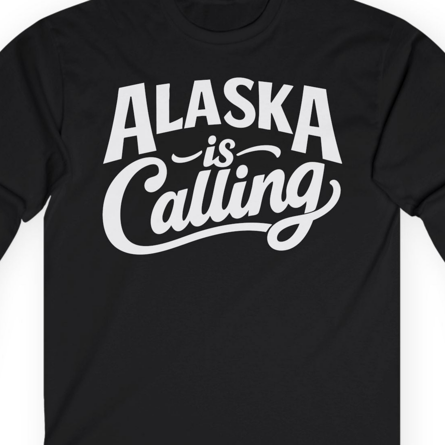 Alaska Is Calling long sleeve shirt Long Sleeve Shirt – Black – Alaska Cruise Shirts Close Up
