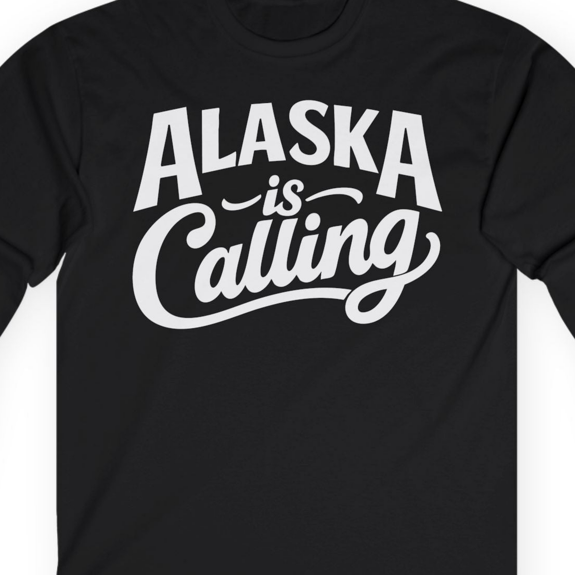 Alaska Is Calling long sleeve shirt Long Sleeve Shirt – Black – Alaska Cruise Shirts Close Up