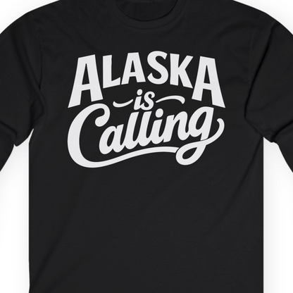 Alaska Is Calling long sleeve shirt Long Sleeve Shirt – Black – Alaska Cruise Shirts Close Up