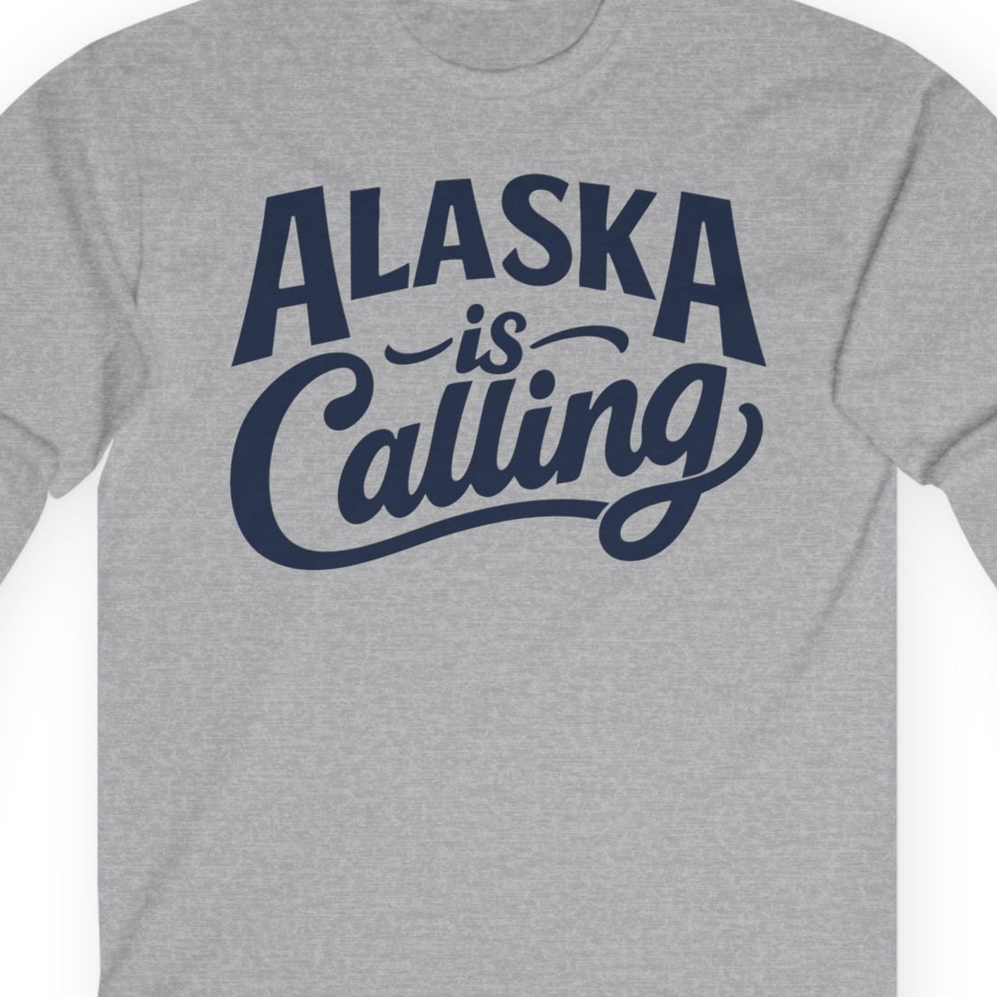 Alaska Is Calling long sleeve shirt Long Sleeve Shirt – Sport Grey – Alaska Cruise Shirts Close Up