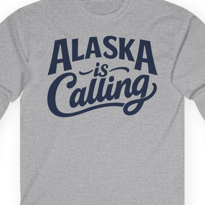 Alaska Is Calling long sleeve shirt Long Sleeve Shirt – Sport Grey – Alaska Cruise Shirts Close Up