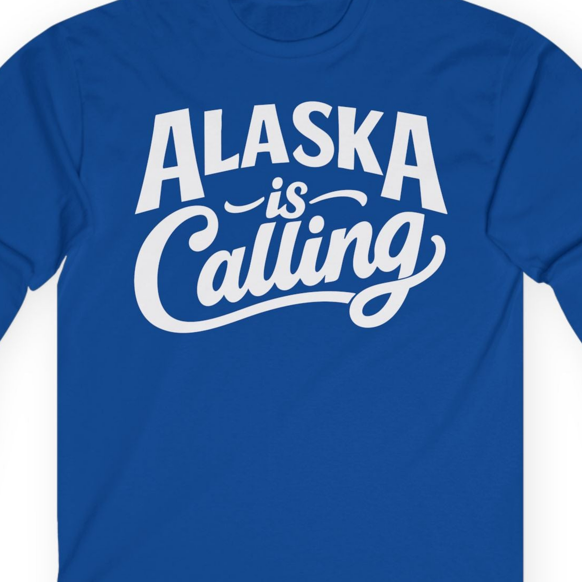 Alaska Is Calling long sleeve shirt Long Sleeve Shirt – Royal – Alaska Cruise Shirts Close Up
