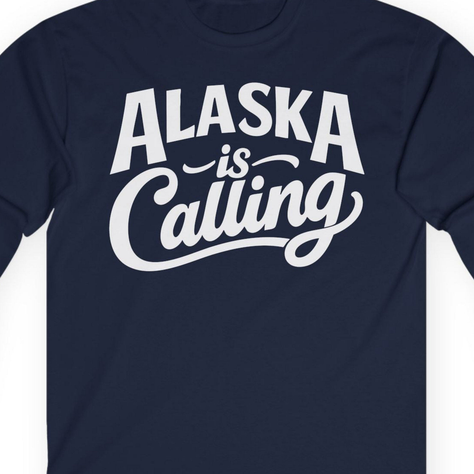 Alaska Is Calling long sleeve shirt Long Sleeve Shirt – Navy – Alaska Cruise Shirts Close Up