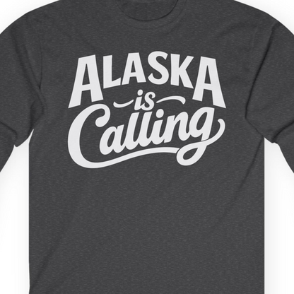 Alaska Is Calling long sleeve shirt Long Sleeve Shirt – Dark Heather – Alaska Cruise Shirts Close Up