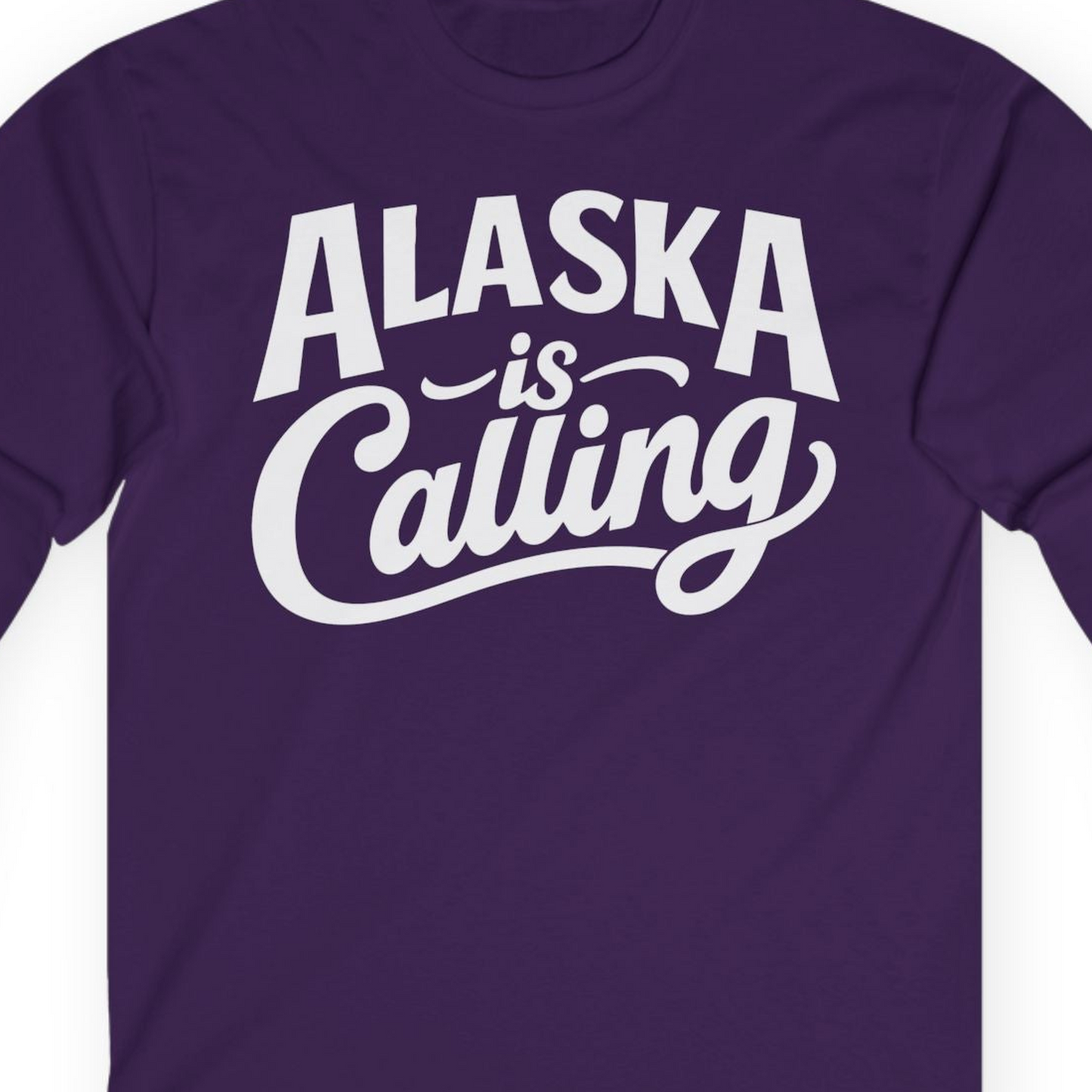 Alaska Is Calling long sleeve shirt Long Sleeve Shirt – Purple – Alaska Cruise Shirts Close Up