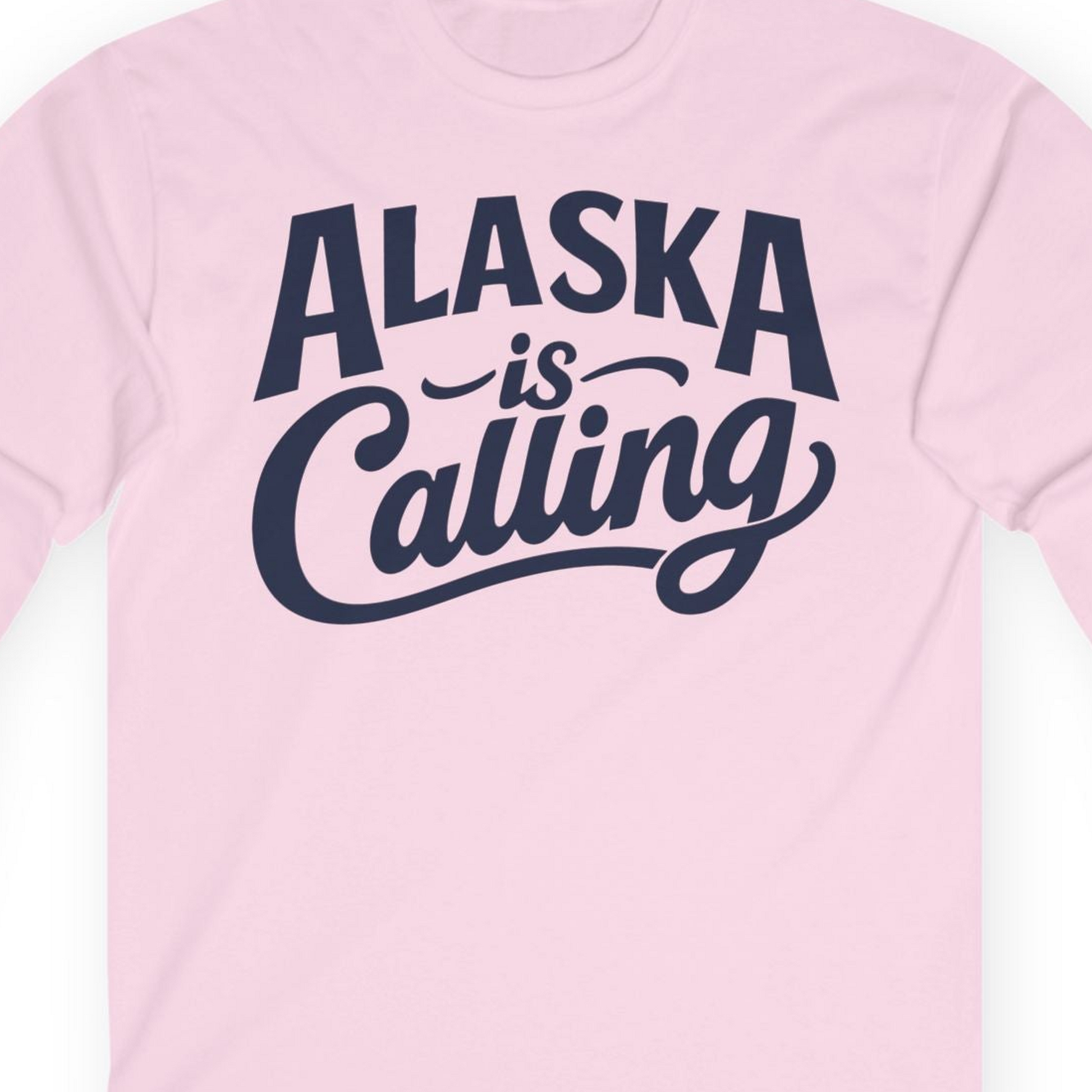 Alaska Is Calling long sleeve shirt Long Sleeve Shirt – Light Pink – Alaska Cruise Shirts Close Up