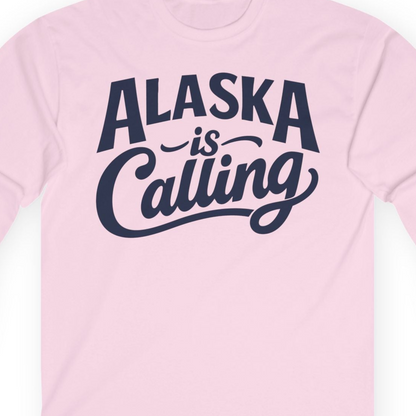 Alaska Is Calling long sleeve shirt Long Sleeve Shirt – Light Pink – Alaska Cruise Shirts Close Up