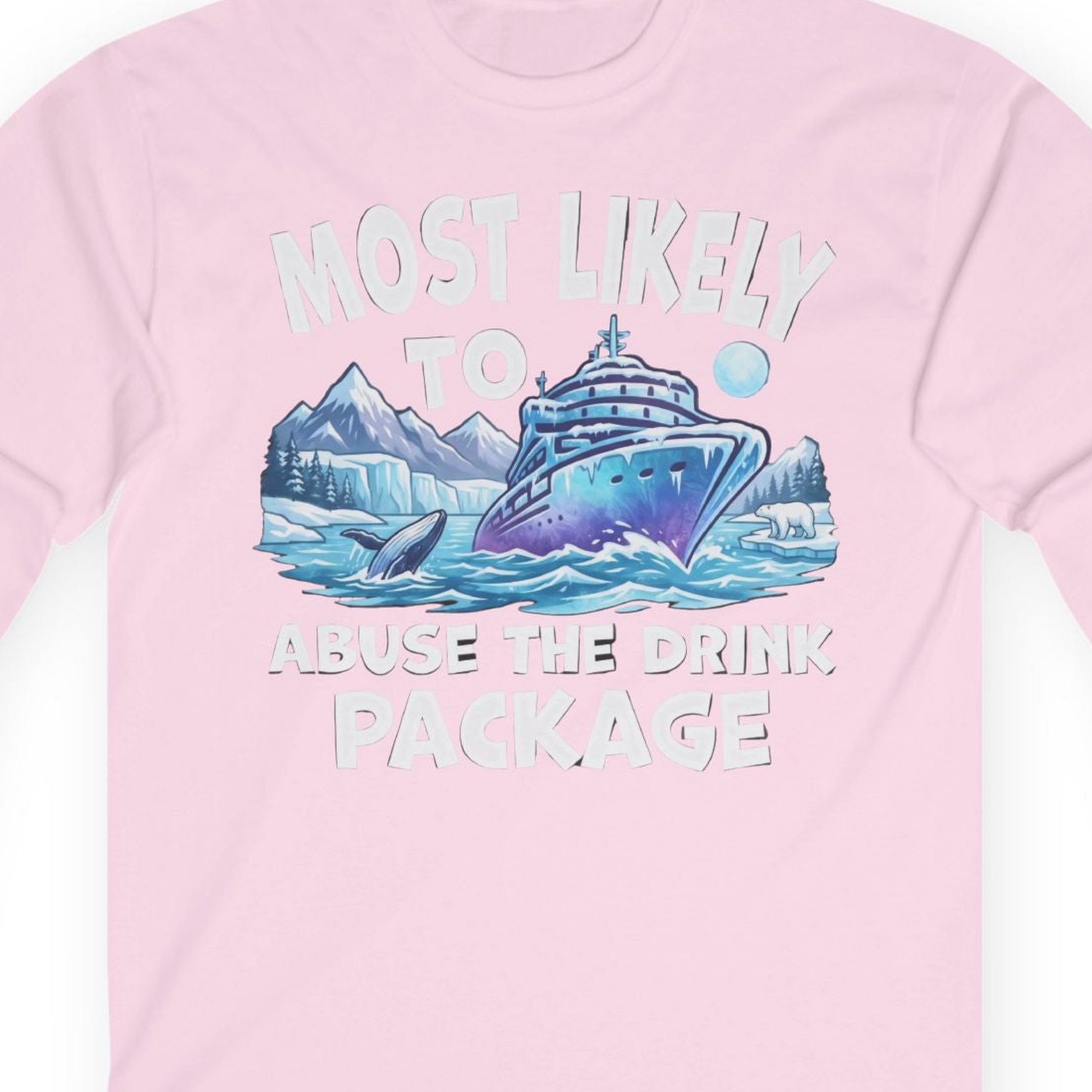 Funny Alaska Cruise long sleeve shirt Long Sleeve Shirt – Light Pink – Alaska Cruise Shirts Close Up