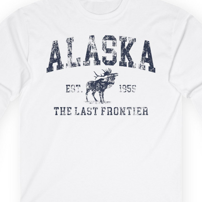 Vintage Alaska Moose Shirt Long Sleeve Shirt – White – Alaska Cruise Shirts Close Up