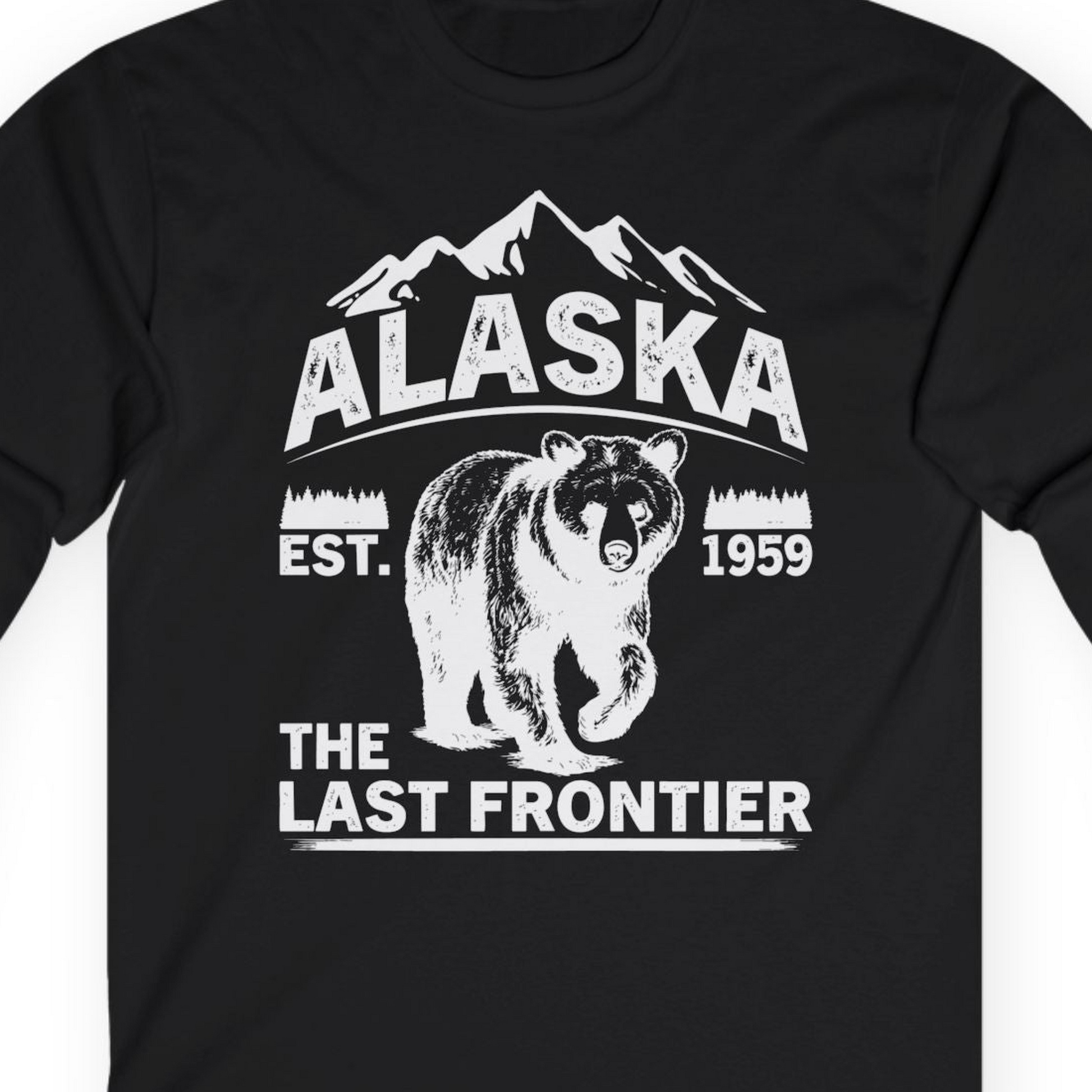 Alaska Bear Shirt Long Sleeve Shirt – Black – Alaska Cruise Shirts Close Up