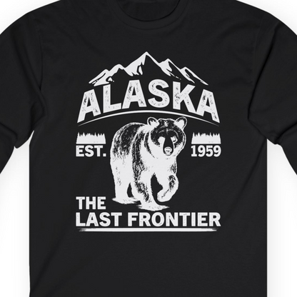 Alaska Bear Shirt Long Sleeve Shirt – Black – Alaska Cruise Shirts Close Up