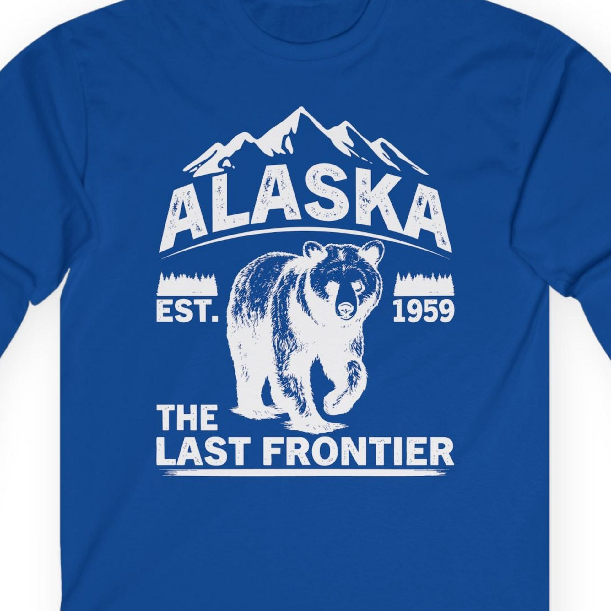 Alaska Bear Shirt Long Sleeve Shirt – Royal – Alaska Cruise Shirts Close Up