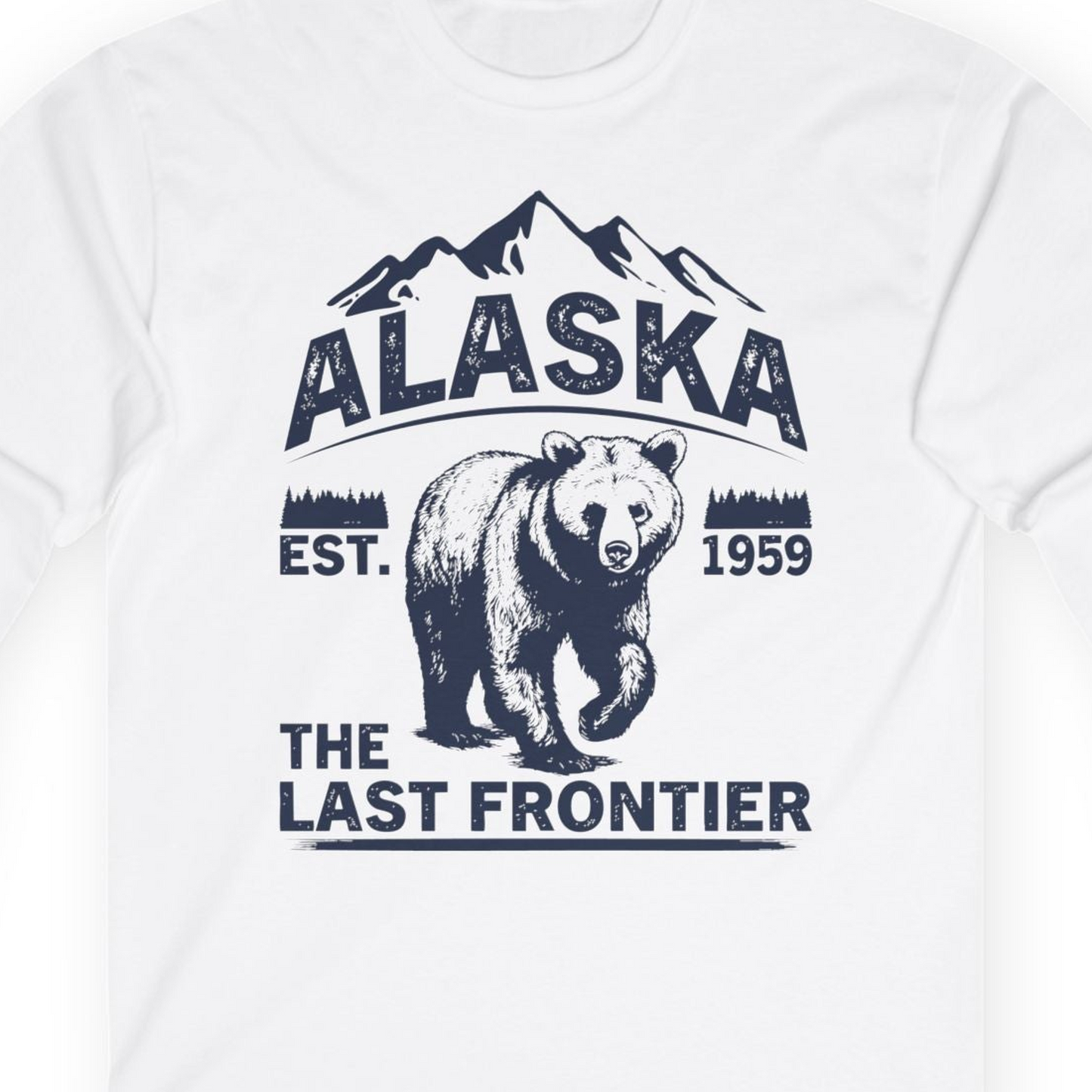 Alaska Bear Shirt Long Sleeve Shirt – White – Alaska Cruise Shirts Close Up