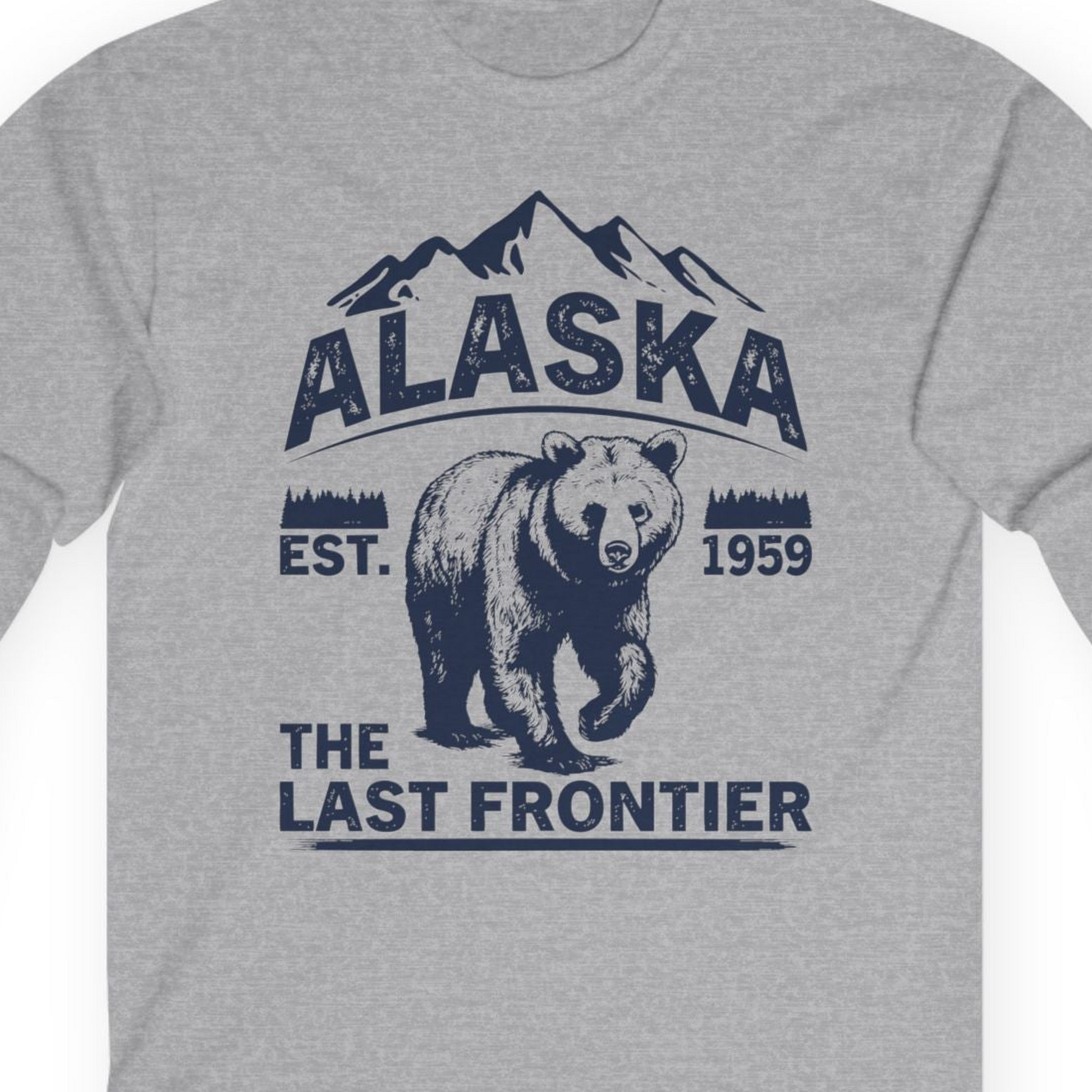 Alaska Bear Shirt Long Sleeve Shirt – Sport Grey – Alaska Cruise Shirts Close Up