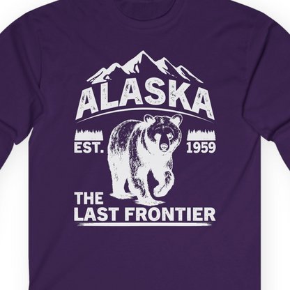 Alaska Bear Shirt Long Sleeve Shirt – Purple – Alaska Cruise Shirts Close Up