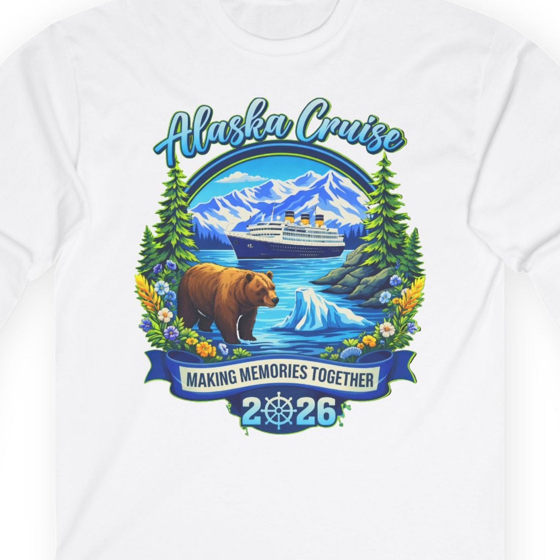 Alaska Cruise 2026 Family long sleeve shirt Long Sleeve Shirt – White – Alaska Cruise Shirts Close Up