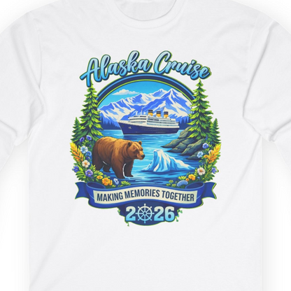 Alaska Cruise 2026 Family long sleeve shirt Long Sleeve Shirt – White – Alaska Cruise Shirts Close Up