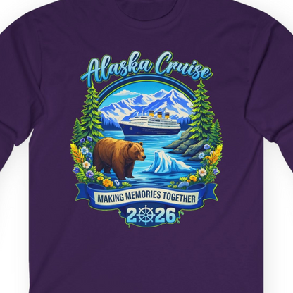 Alaska Cruise 2026 Family long sleeve shirt Long Sleeve Shirt – Purple – Alaska Cruise Shirts Close Up