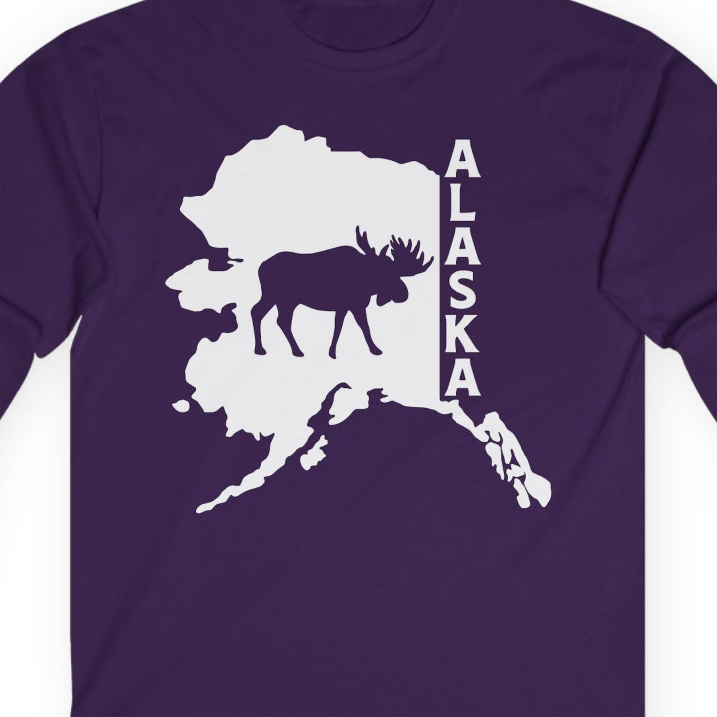 Alaska Moose Silhouette Shirt Long Sleeve Shirt – Purple – Alaska Cruise Shirts Close Up