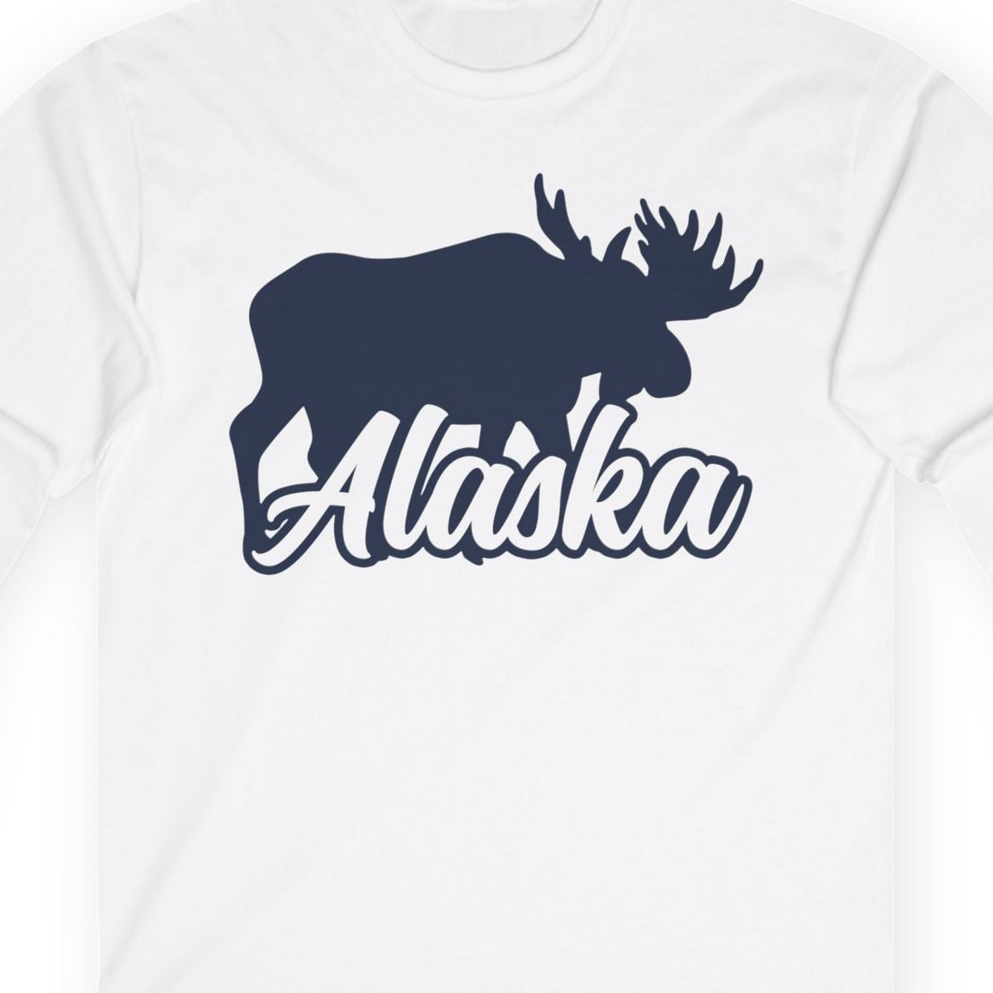 Alaska Moose Wildlife Silhouette Shirt Long Sleeve Shirt – White – Alaska Cruise Shirts Close Up