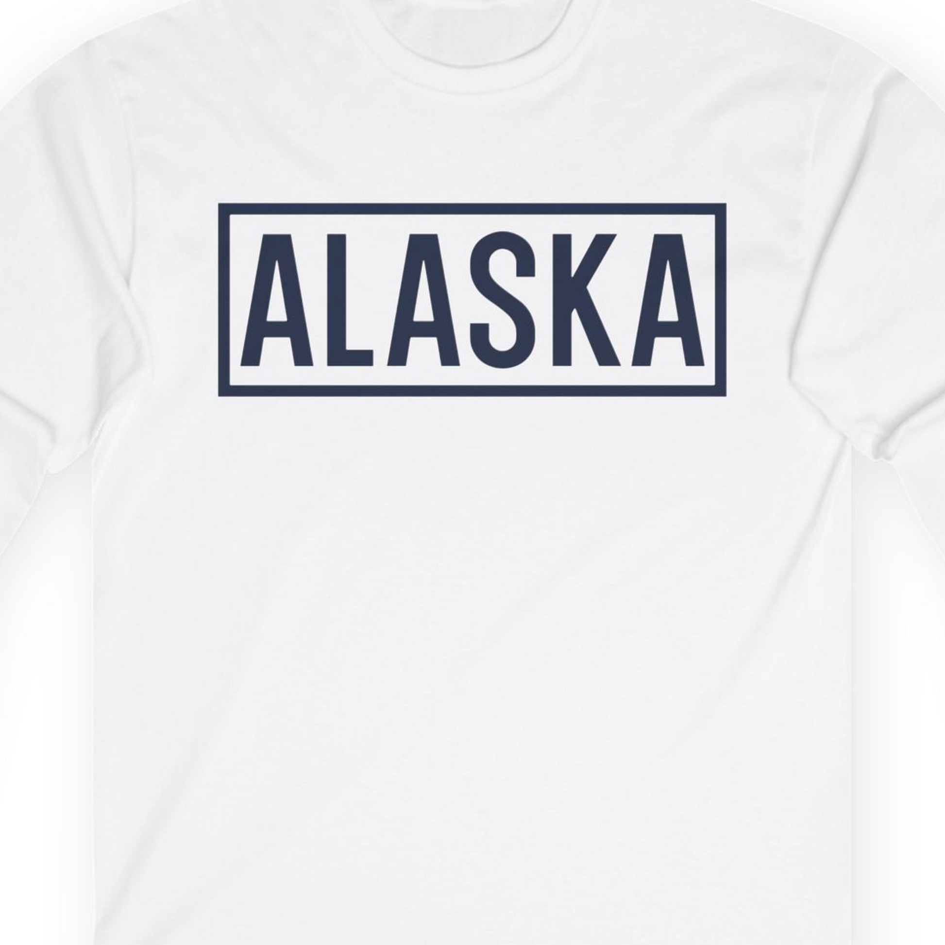 Alaska Bold Text Minimalist Monochrome Graphic Shirt for Travelers — Long Sleeve Long Sleeve Shirt – White – Alaska Cruise Shirts Close Up