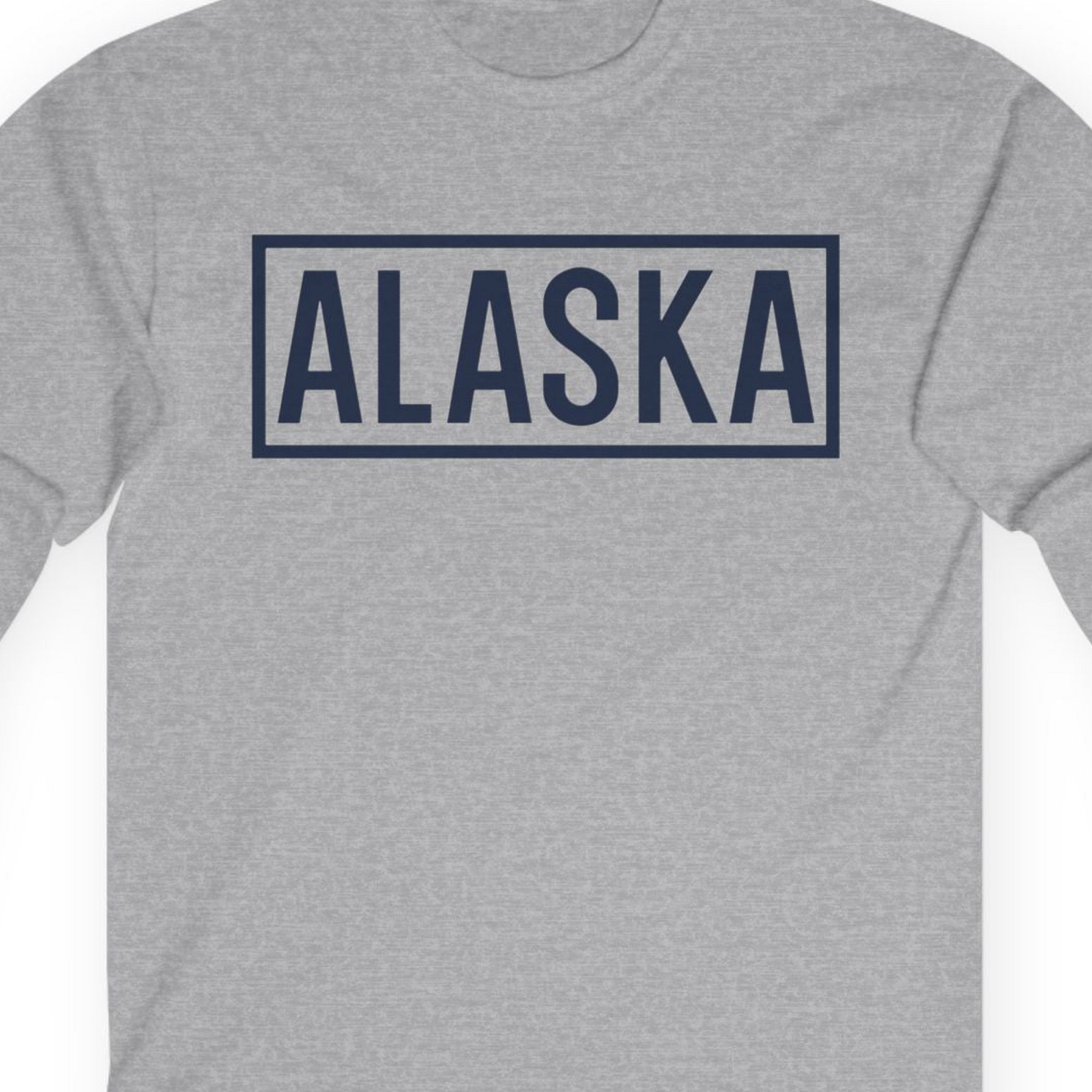 Alaska Bold Text Minimalist Monochrome Graphic Shirt for Travelers — Long Sleeve Long Sleeve Shirt – Sport Grey – Alaska Cruise Shirts Close Up