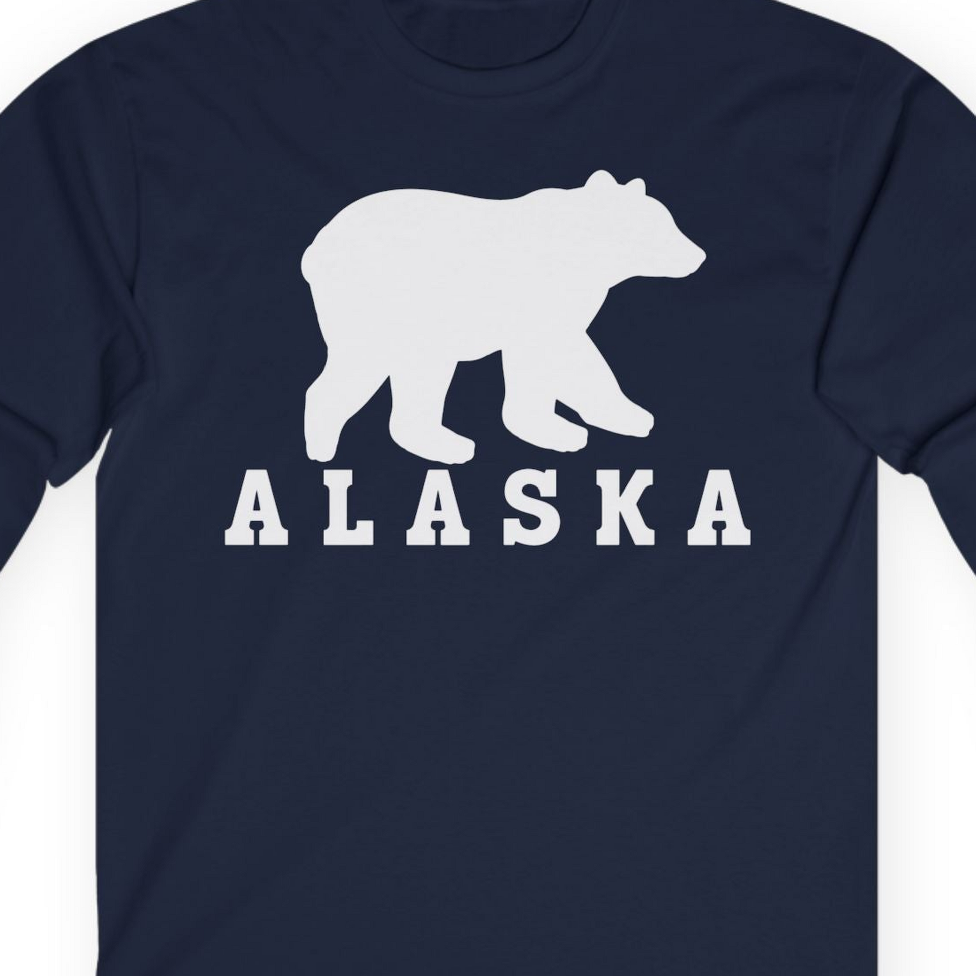 Alaska Bear Silhouette Shirt Long Sleeve Shirt – Navy – Alaska Cruise Shirts Close Up