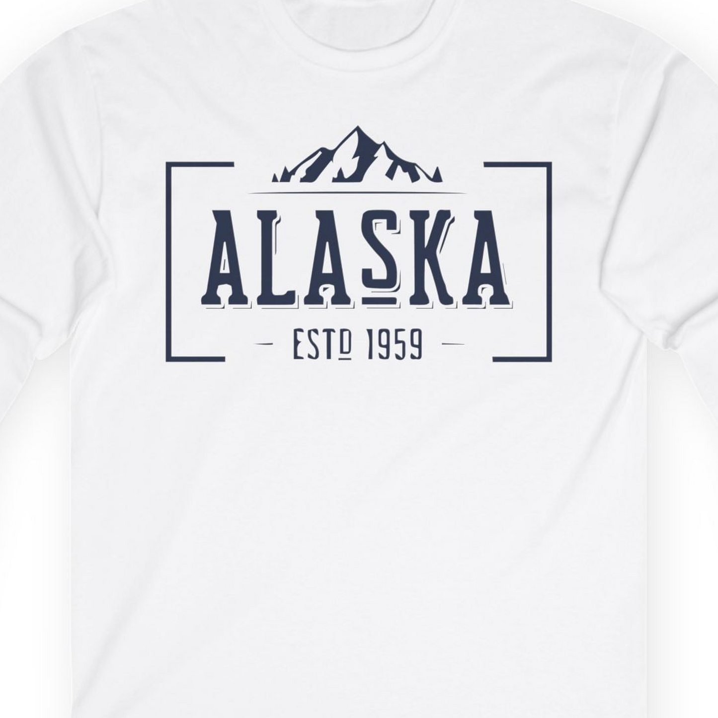 Vintage Alaska Estd 1959 Shirt Long Sleeve Shirt – White – Alaska Cruise Shirts Close Up